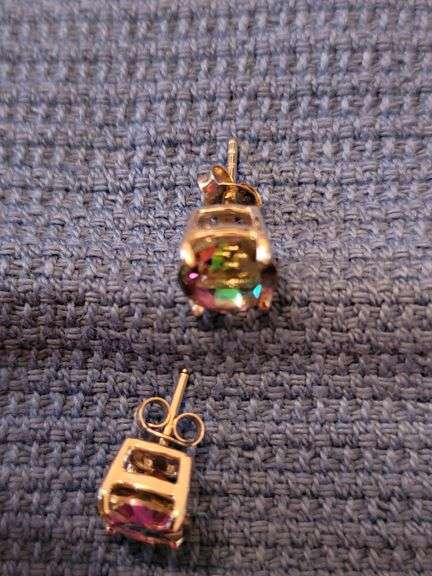 NEW STERLING SILVER GEMSTONE STUDDED EARRINGS