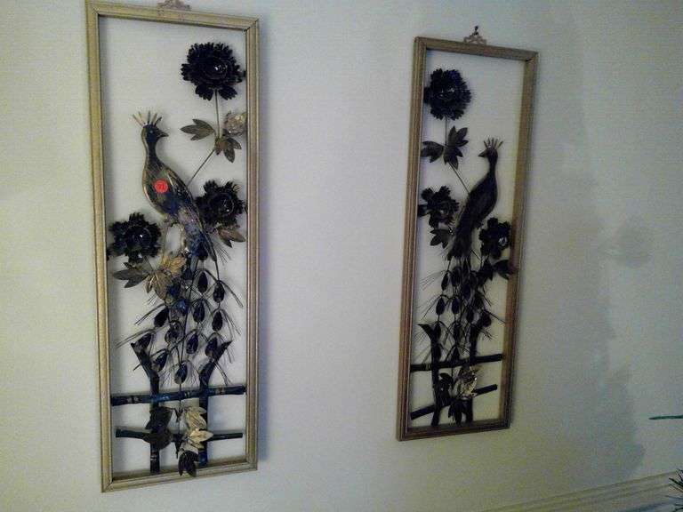 FRAMED METAL PEACOCK ARTWORK