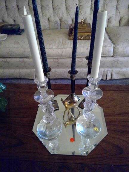 WATERFORD CRYSTAL SEAHORSE CANDLE HOLDERS PLUS MORE