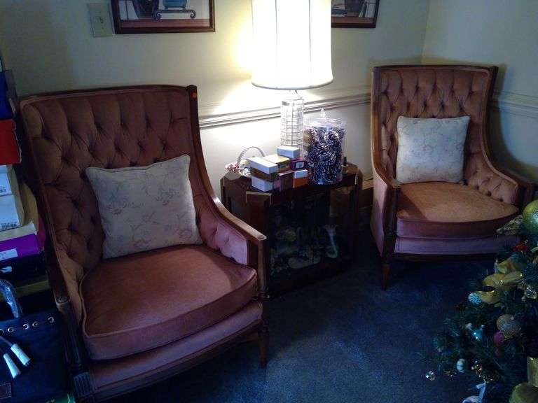 PAIR OF MID CENTURY VELVET CHAIRS