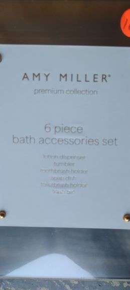 Amy Miller 6 piece bath accessories set with bamboo lids