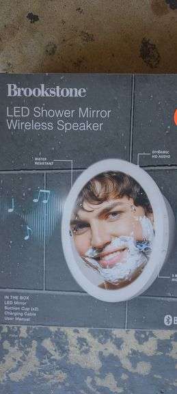 Brookstone LED Shower Mirror with Wireless Speaker