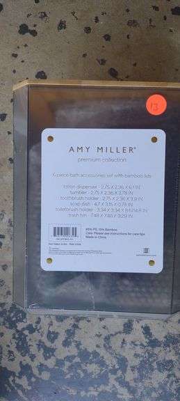 Amy Miller 6 piece bath accessories set with bamboo lids