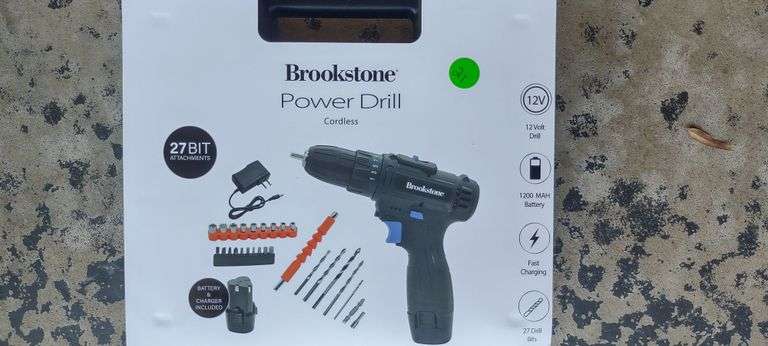 Brookstone Cordless Power Drill with accessories