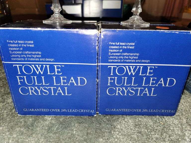 8 TOWLE FULL LEAD CRYSTAL WINE GLASSES