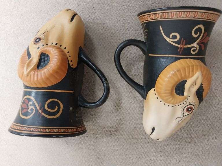 2 Rhyton Ram's Head Cups