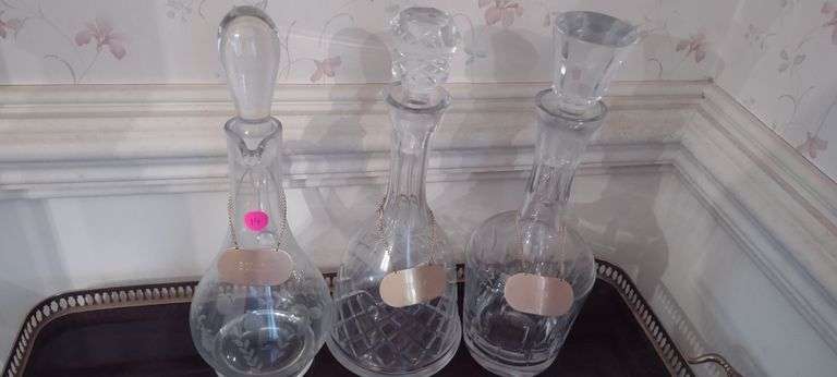 Scotch, Vodka, and Gin Crystal Decanters