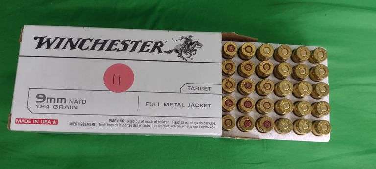 50 rounds Winchester 9mm FMJ Bullets