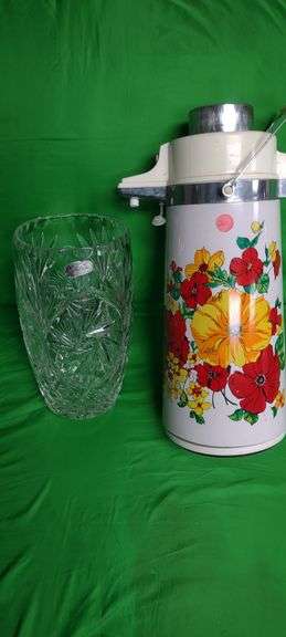Polish Crystal Vase and Vintage Thermos