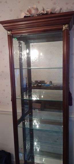 Beautiful Lighted Curio Cabinet 76.5" tall 24" wide and 11" deep