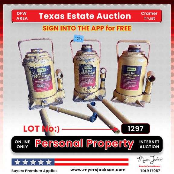 Group: (3) 22ton Maverick Bottle Jacks *(2) Worked When Tested, (1) Did Not*