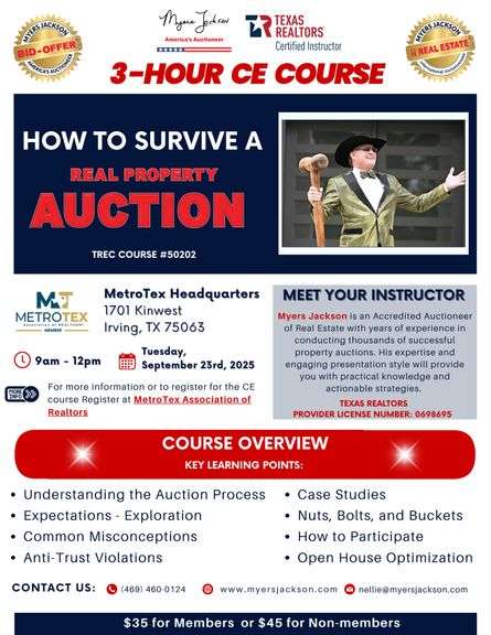 MetroTex HQ-How to Survive a Real Property Auction CE Course