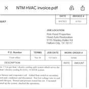 Thumbnail image of # TX 5115 Stanley Keller Rd., Haltom City, HVAC Invoice, Hood Properties Inc.JPEG