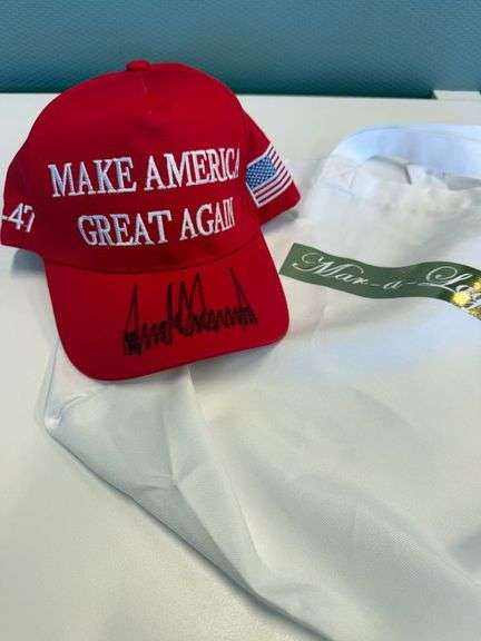 Signed Donald J. Trump “Make America Great Again” Hat, Challenge Coin & Mar-a-Lago Bag