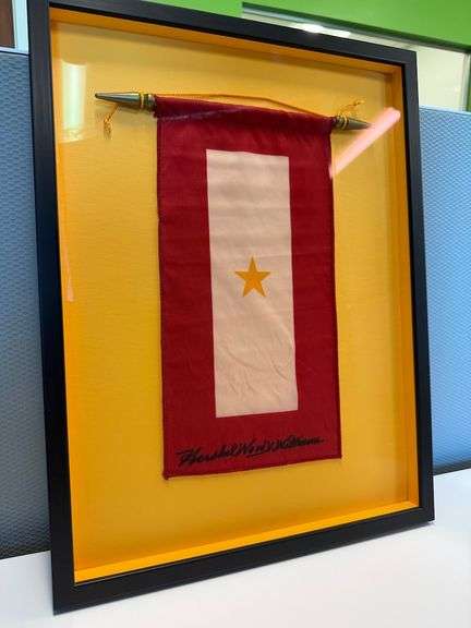 Framed Gold Star Family Flag Signed by Woody Williams