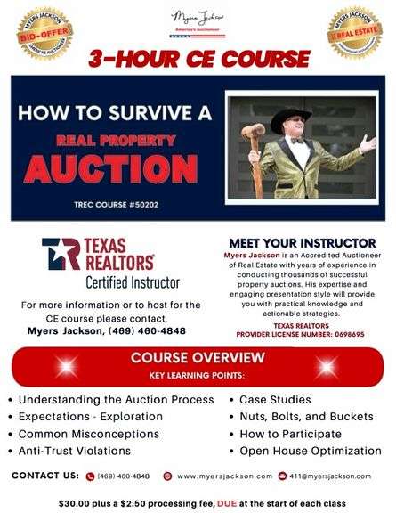 How to Survive a Real Property Auction CE Course on Google Meet https://meet.google.com/yiz-xvwx-kva