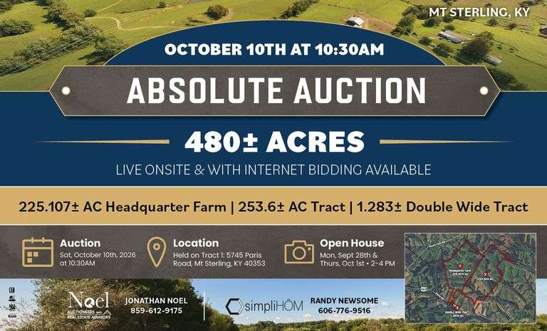 Absolute Auction - Live On-Site with Internet Bidding 5745 Paris Road, Mt Sterling KY 40353
