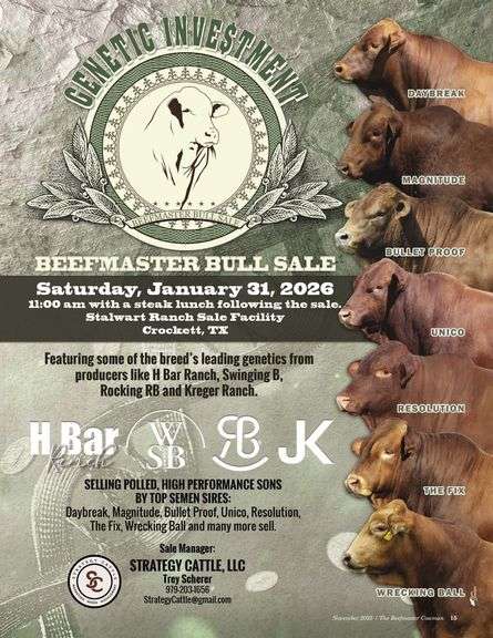 GENETIC INVESTMENT BEEFMASTER BULL SALE