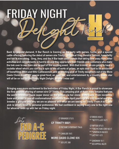 H BAR RANCH FRIDAY NIGHT DELIGHT