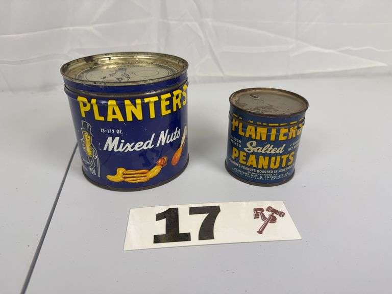 Vintage Planters Peanuts and Mixed Nuts Tin Cans