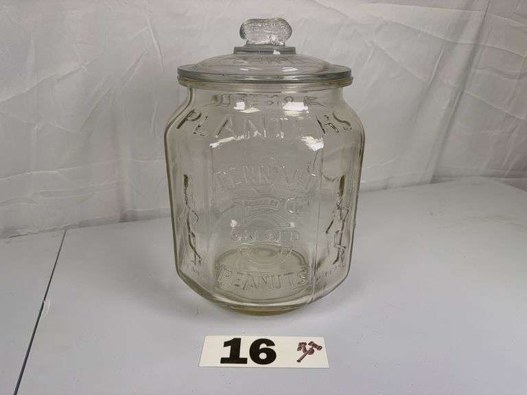 Vintage Planters Peanuts Glass Jar.
