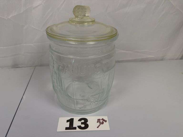 Vintage Planters Peanuts Glass Barrel Jar