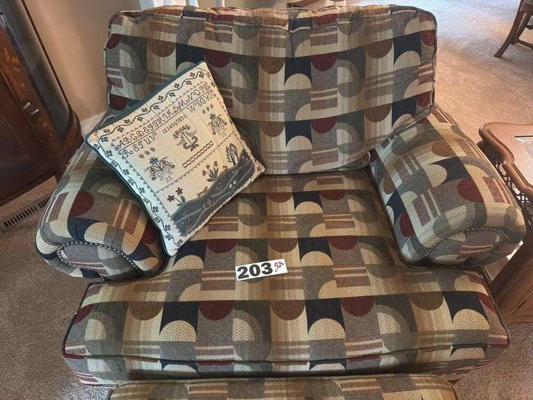 Large accent chair with ottoman and pillow ￼
