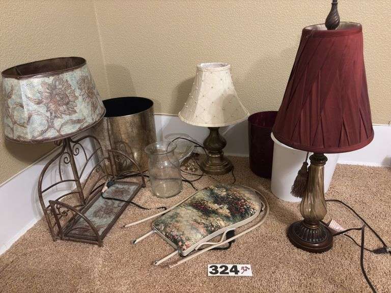 Lamps, trash cans