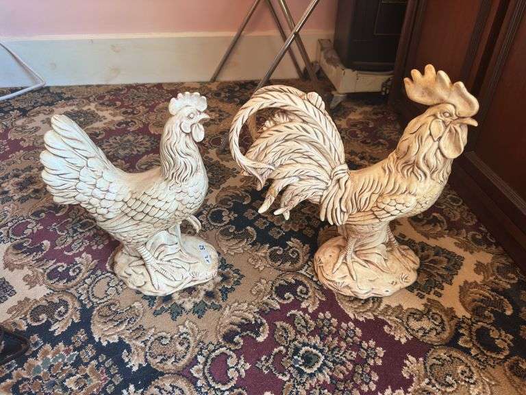 2 Atlantic mold ceramic chickens