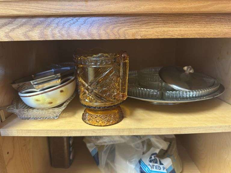 Vintage serving tray with glass dividers
