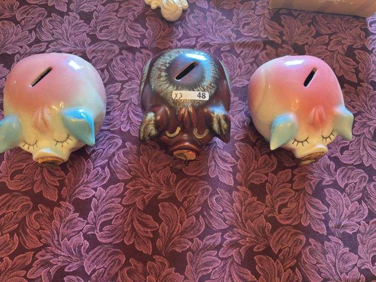 3 1957 Corky Pig piggy banks