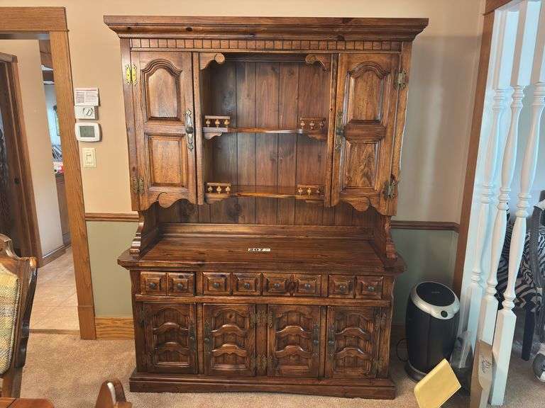 Wood hutch with three drawers and six doors