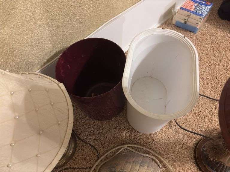 Lamps, trash cans