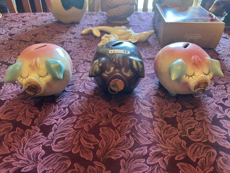 3 1957 Corky Pig piggy banks