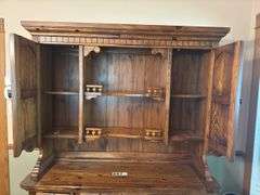 Wood hutch with three drawers and six doors