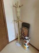 Vintage hall tree, pottery vase cane and more