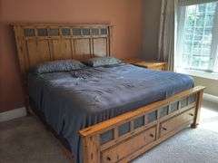 King size bed, including mattress, box, springs, headboard, and footboard ￼