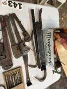 Pipe wrenches, pro bars, drill bits, large Allen wrenches box, cutters