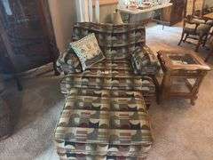Large accent chair with ottoman and pillow ￼