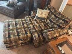 Large accent chair with ottoman and pillow ￼