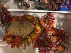 Fall decor, Christmas lights and snowman mugs and bowl