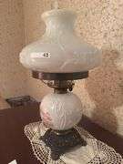 Vintage milk glass oil lamp