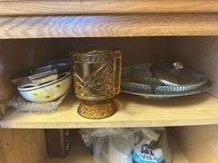 Vintage serving tray with glass dividers