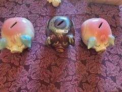 3 1957 Corky Pig piggy banks