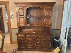 Wood hutch with three drawers and six doors