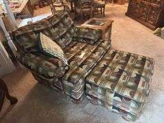 Large accent chair with ottoman and pillow ￼