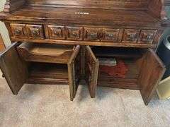 Wood hutch with three drawers and six doors