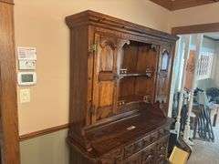 Wood hutch with three drawers and six doors