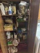 Two door cabinet with contents