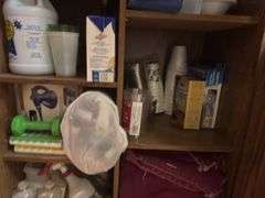 Two door cabinet with contents